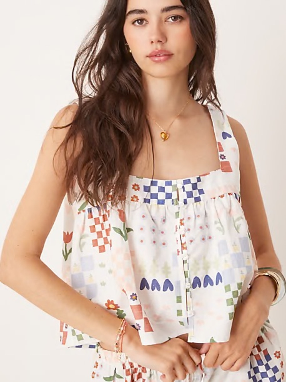 NWOT ASOS DESIGN baby doll cami top in tile print - Size 12/L
